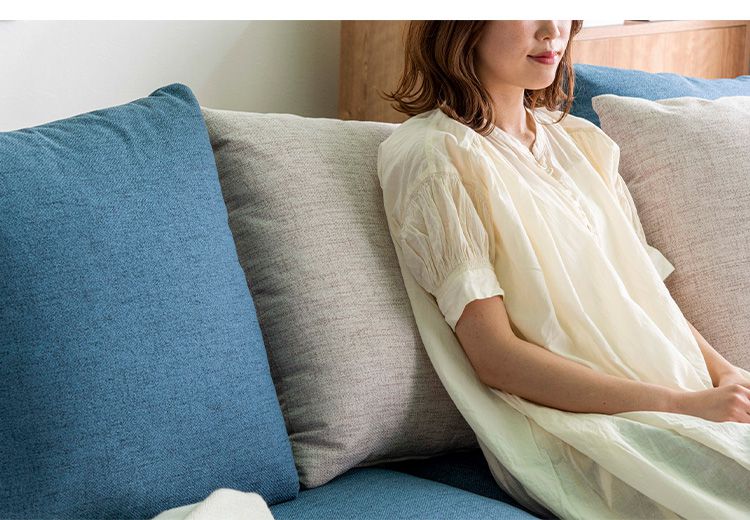 ソファ ソファベッド 幅180 3人掛け 天然木フレーム 北欧 ゆったり ファブリック 広々 ゆったり 羽毛 クッション ボリューム 柔らかい 大きい ブルー グレー(代引不可)