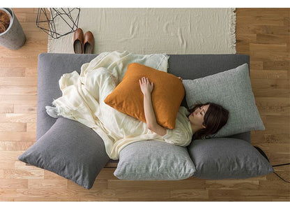 ソファ ソファベッド 幅180 3人掛け 天然木フレーム 北欧 ゆったり ファブリック 広々 ゆったり 羽毛 クッション ボリューム 柔らかい 大きい ブルー グレー(代引不可)