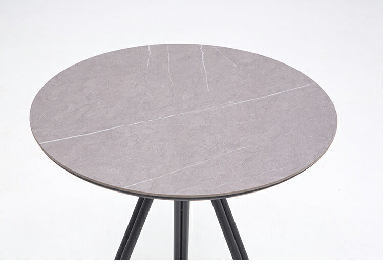 セラミック ダイニングセット 3点セット 2人掛け ラウンドテーブル 360°回転 ダイニングチェア 合皮 アイアン モダン おしゃれ ホワイト 白 グレー モノトーン 円形(代引不可)