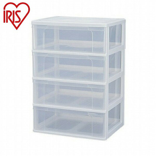 アイリスオーヤマ ワイドチェスト N-654 ホワイト/クリア ワイドチェスト 4段 幅63cm 完成品 新生活 IRIS OYAMA(代引不可)