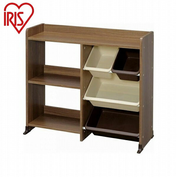 アイリスオーヤマ 本棚付トイハウスラック HTHR-34 ウォールナットブラウン 本棚付トイハウスラック IRIS OYAMA(代引不可)