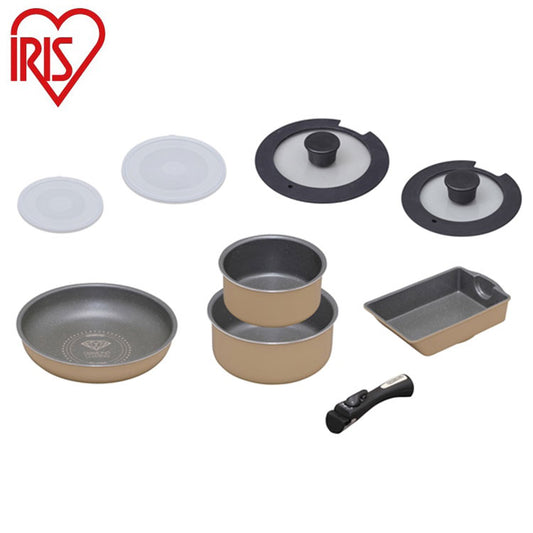 アイリスオーヤマ フライパンセット ガス 9点セット 着脱ハンドル ダイヤモンドコートパンマーブルガス用9点セット GSN-SE9 IRIS OYAMA キッチン 調理用品 キッチンツール(代引不可)