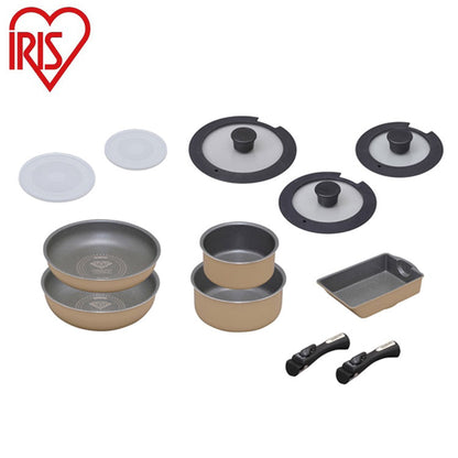 アイリスオーヤマ フライパンセット ガス 12点セット 着脱ハンドル ダイヤモンドコートパンマーブルガス用12点セット GSN-SE12 IRIS OYAMA キッチン 調理用品 キッチンツール(代引不可)