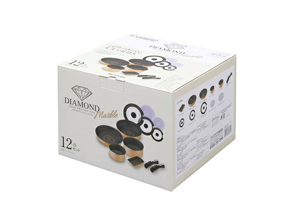 アイリスオーヤマ フライパンセット ガス 12点セット 着脱ハンドル ダイヤモンドコートパンマーブルガス用12点セット GSN-SE12 IRIS OYAMA キッチン 調理用品 キッチンツール(代引不可)