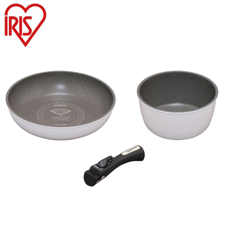アイリスオーヤマ フライパンセット IH 3点セット 着脱ハンドル ダイヤモンドコートパンマーブルIH用3点セット ISN-SE3 IRIS OYAMA キッチン 調理用品 キッチンツール(代引不可)