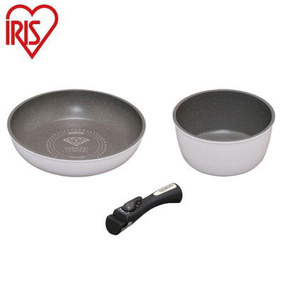 アイリスオーヤマ フライパンセット IH 3点セット 着脱ハンドル ダイヤモンドコートパンマーブルIH用3点セット ISN-SE3 IRIS OYAMA キッチン 調理用品 キッチンツール(代引不可)