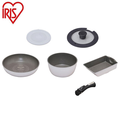 アイリスオーヤマ フライパンセット IH 6点セット 着脱ハンドル ダイヤモンドコートパンマーブルIH用6点セット ISN-SE6 IRIS OYAMA キッチン 調理用品 キッチンツール(代引不可)