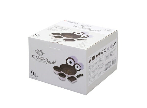 アイリスオーヤマ フライパンセット IH 9点セット 着脱ハンドル ダイヤモンドコートパンマーブルIH用9点セット ISN-SE9 IRIS OYAMA キッチン 調理用品 キッチンツール(代引不可)