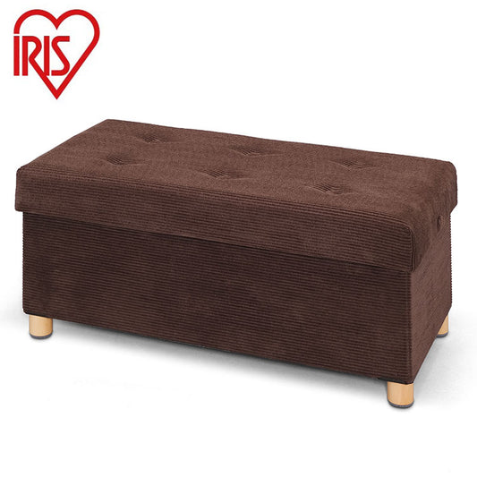 アイリスオーヤマ 脚付き収納スツール ワイド 収納ボックス 天然木 脚付き収納スツール オットマン 収納 足置き 椅子 イス チェア ブラウン ASSTW-76 IRIS OYAMA(代引不可)