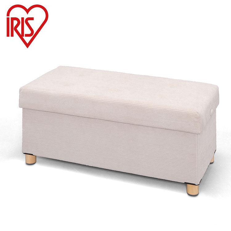 アイリスオーヤマ 脚付き収納スツール ワイド 収納ボックス 天然木 脚付き収納スツール オットマン 収納 足置き 椅子 イス チェア ベージュ ASSTW-76 IRIS OYAMA(代引不可)
