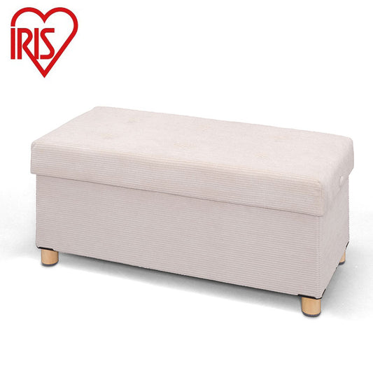 アイリスオーヤマ 脚付き収納スツール ワイド 収納ボックス 天然木 脚付き収納スツール オットマン 収納 足置き 椅子 イス チェア ベージュ ASSTW-76 IRIS OYAMA(代引不可)