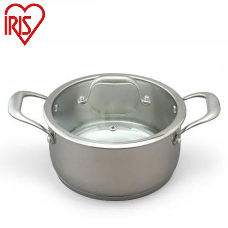 アイリスオーヤマ ステンレスシリーズ 両手鍋20cm ガラスふた付 SP-P20 IRIS OYAMA キッチン 調理用品 キッチンツール(代引不可)