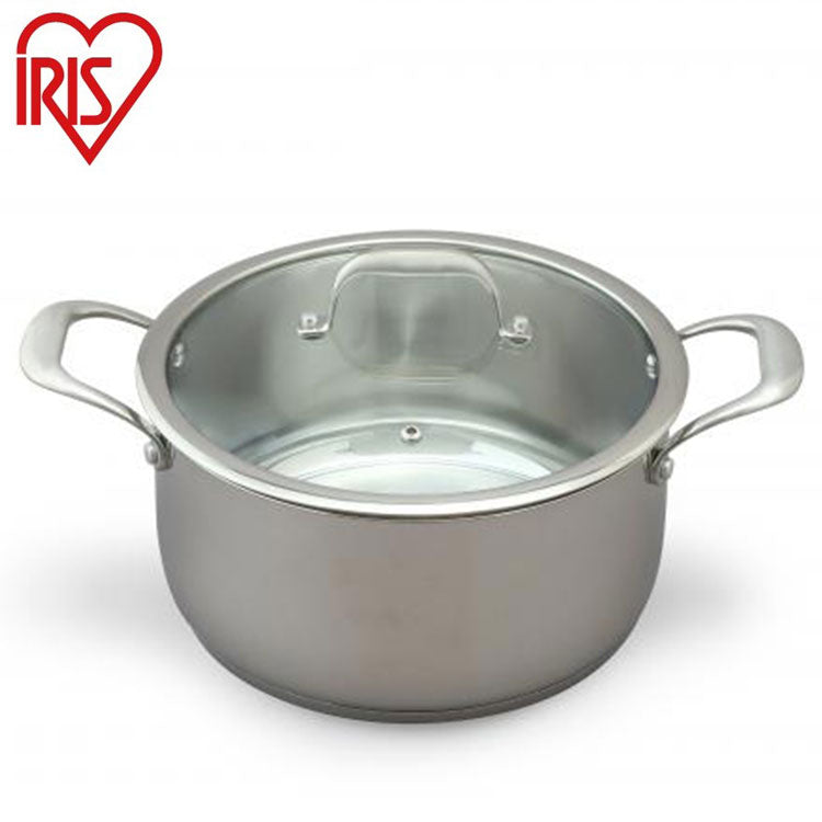 アイリスオーヤマ ステンレスシリーズ 両手鍋24cm ガラスふた付 SP-P24 IRIS OYAMA キッチン 調理用品 キッチンツール(代引不可)