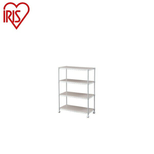 アイリスオーヤマ カラーメタルラック ウッドボード付き スチールラック CMM-75104B ホワイト 本棚 収納棚 シェルフ キッチンラック リビング レンジ台 収納 IRIS OYAMA(代引不可)