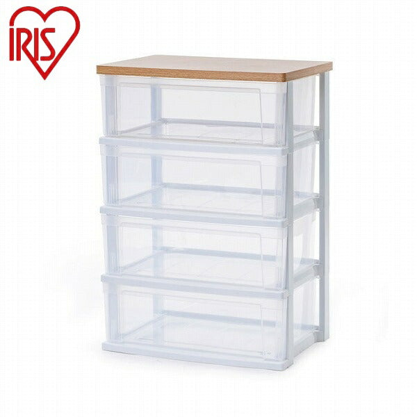 アイリスオーヤマ ウッドトップチェスト 4段 NSW-544WT タンス たんす 北欧 4段 おしゃれ クリア 木天板 押し入れ収納 押し入れチェスト 収納ボックス IRIS OYAMA(代引不可)