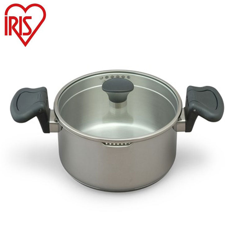 アイリスオーヤマ ステンレスシリーズ 湯切り鍋両手20cm ガラスふた付 SP-PY20 IRIS OYAMA キッチン 調理用品 キッチンツール(代引不可)