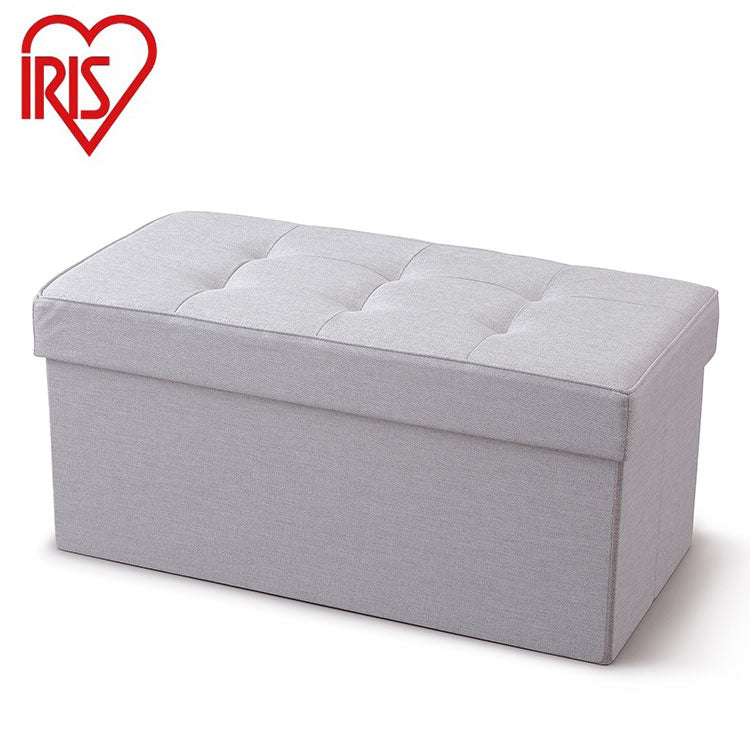 アイリスオーヤマ 折りたたみ収納スツール ワイド 収納ベンチ 収納ボックス 座れる 折り畳み チェア オットマン フタ付き ファブリック ライトグレー SSTR-76 IRIS OYAMA(代引不可)