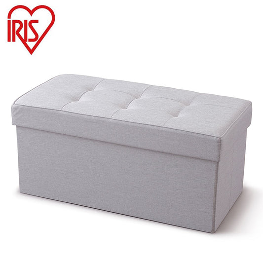アイリスオーヤマ 折りたたみ収納スツール ワイド 収納ベンチ 収納ボックス 座れる 折り畳み チェア オットマン フタ付き ファブリック ライトグレー SSTR-76 IRIS OYAMA(代引不可)