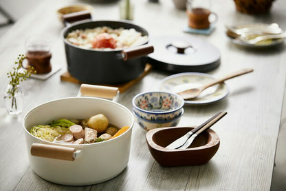 アイリスオーヤマ フライパン・鍋 6点セット 木目調ハンドル 可愛い かわいい おしゃれ ルオント フライパン・なべ 6点セット LUO-SE6W IRIS OYAMA(代引不可)