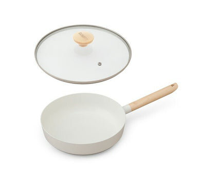 アイリスオーヤマ フライパン・鍋 6点セット 木目調ハンドル 可愛い かわいい おしゃれ ルオント フライパン・なべ 6点セット LUO-SE6W IRIS OYAMA(代引不可)