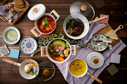 アイリスオーヤマ フライパン・鍋 10点セット 木目調ハンドル 可愛い かわいい おしゃれ ルオント フライパン・なべ 10点セット LUO-SE10W IRIS OYAMA(代引不可)