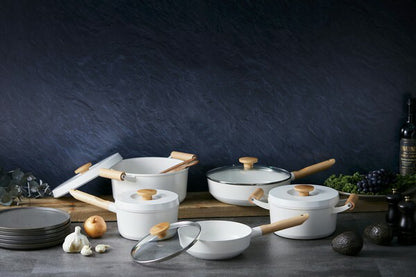 アイリスオーヤマ フライパン・鍋 10点セット 木目調ハンドル 可愛い かわいい おしゃれ ルオント フライパン・なべ 10点セット LUO-SE10W IRIS OYAMA(代引不可)