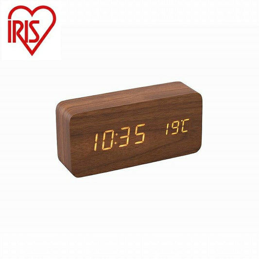 アイリスオーヤマ デジタル置時計 ICW-01W-T ブラウン IRIS OHYAMA(代引不可)