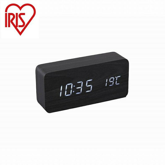 アイリスオーヤマ デジタル置時計 ICW-01W-B ブラック IRIS OHYAMA(代引不可)