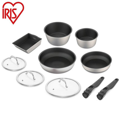 アイリスオーヤマ フライパンセット 10点セット 着脱ハンドル ダイヤモンドグレイス 10点セット DG-S10S IRIS OYAMA キッチン 調理用品 キッチンツール(代引不可)