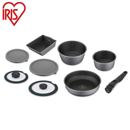 アイリスオーヤマ フライパンセット IH9点セット 着脱ハンドル ダイヤモンドコートパンディープラス IH9点セット DCI-S9S IRIS OYAMA キッチン 調理用品 キッチンツール(代引不可)