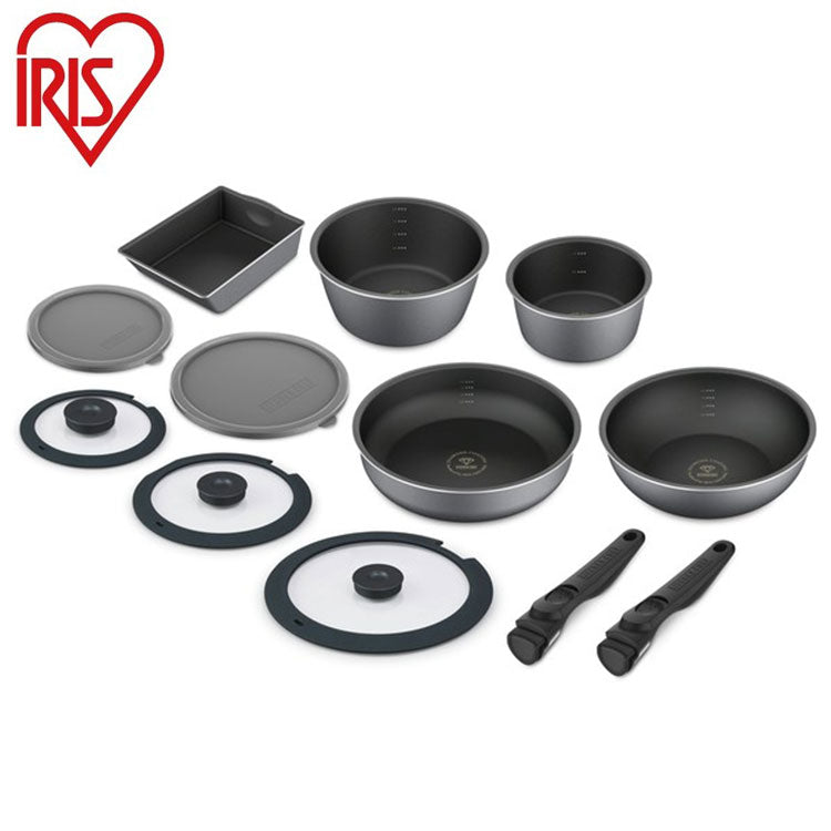 アイリスオーヤマ フライパンセット IH12点セット 着脱ハンドル ダイヤモンドコートパンディープラス IH12点セット DCI-S12S IRIS OYAMA キッチン 調理用品 キッチンツール(代引不可)