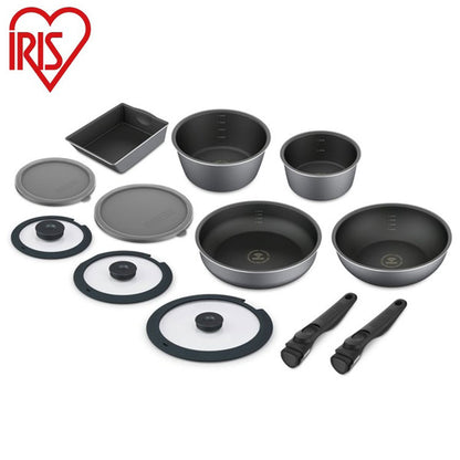 アイリスオーヤマ フライパンセット IH12点セット 着脱ハンドル ダイヤモンドコートパンディープラス IH12点セット DCI-S12S IRIS OYAMA キッチン 調理用品 キッチンツール(代引不可)