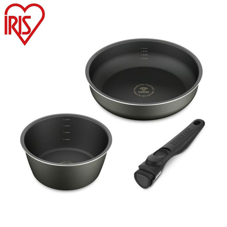 アイリスオーヤマ フライパンセット ガス3点セット 着脱ハンドル ダイヤモンドコートパンディープラス ガス3点セット DCG-S3S IRIS OYAMA キッチン 調理用品 キッチンツール(代引不可)