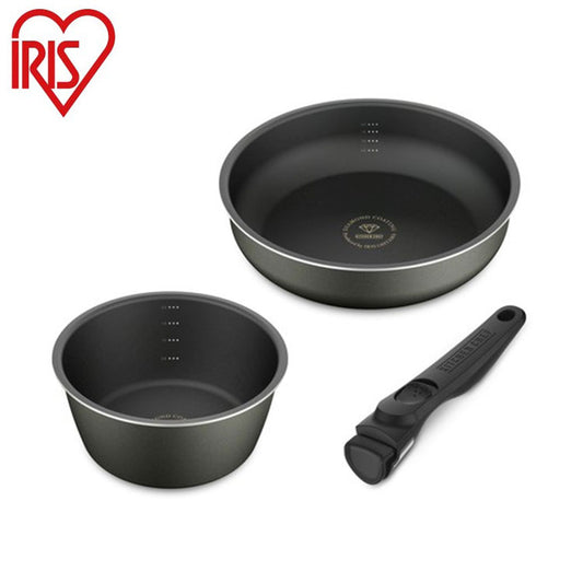 アイリスオーヤマ フライパンセット ガス3点セット 着脱ハンドル ダイヤモンドコートパンディープラス ガス3点セット DCG-S3S IRIS OYAMA キッチン 調理用品 キッチンツール(代引不可)
