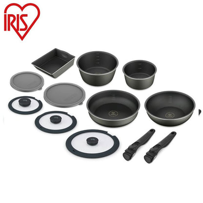 アイリスオーヤマ フライパンセット ガス12点セット 着脱ハンドル ダイヤモンドコートパンディープラス ガス12点セット DCG-S12S IRIS OYAMA キッチン 調理用品 キッチンツール(代引不可)