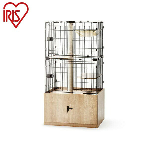 アイリスオーヤマ 隠れ家キャットランドケージ 猫 PKC-800 ケージ 2段 おしゃれ 爪とぎ 猫 トイレ 収納 ケージ IRIS OYAMA(代引不可)