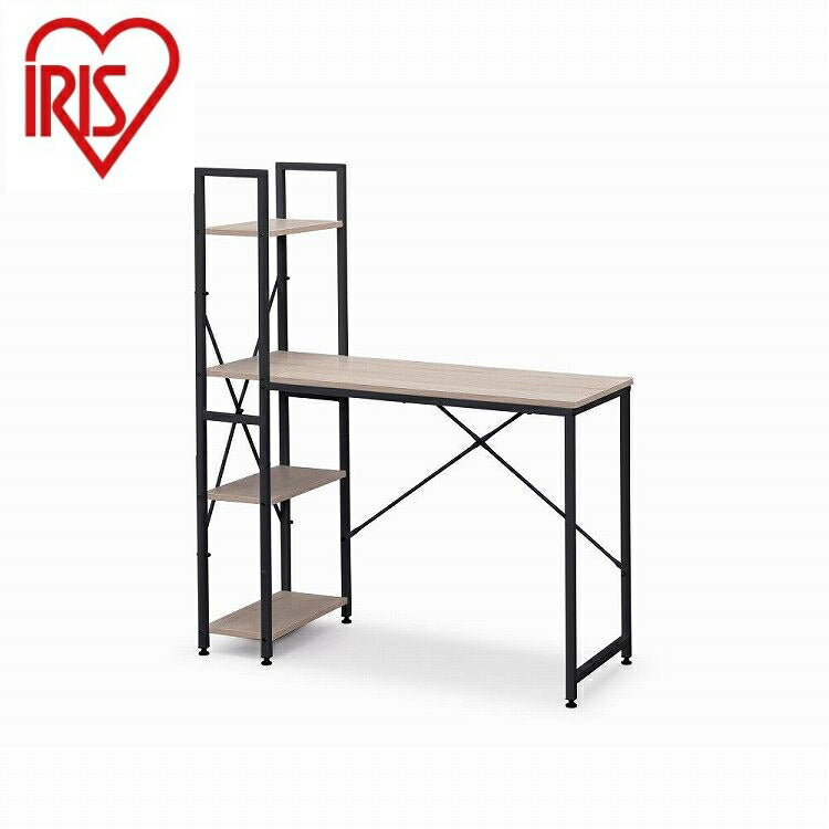 アイリスオーヤマ ラック付きデスク1000×420 RDK-1042 ライトナチュラル/ブラック IRIS OHYAMA(代引不可)