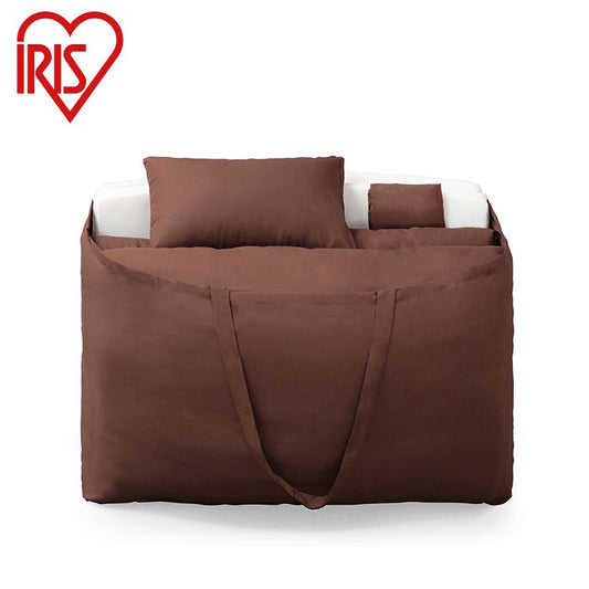 アイリスオーヤマ マットレス付き布団10点セット 布団セット 寝具10点セット 収納バッグ付き 三つ折りマットレス ブラウン KFS-M10S IRIS OYAMA(代引不可)