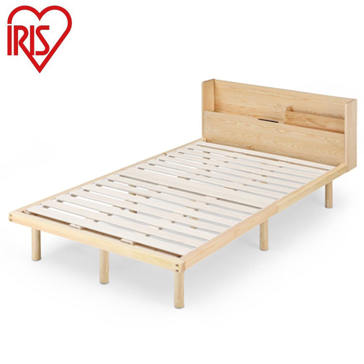 アイリスオーヤマ 棚付き 高耐荷重すのこベッド 耐荷重350kg 頑丈 セミダブル 宮棚付き ベッドフレーム フレームのみ HWBM-SD IRIS OYAMA(代引不可)