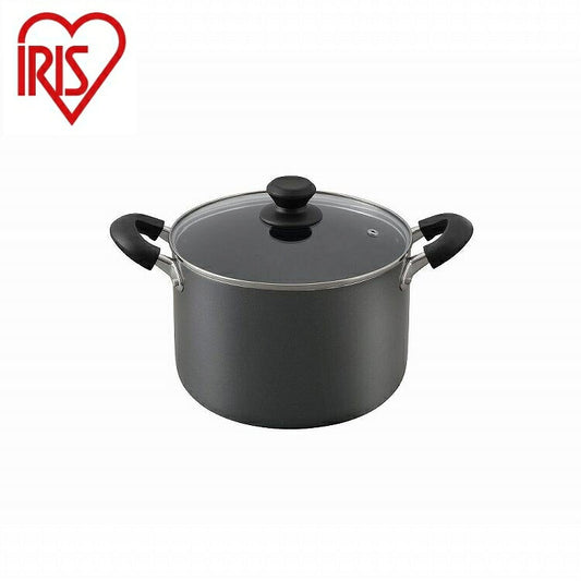 アイリスオーヤマ ダイヤモンドコート 両手なべ22cm DIS-P22D ブラック IRIS OHYAMA(代引不可)