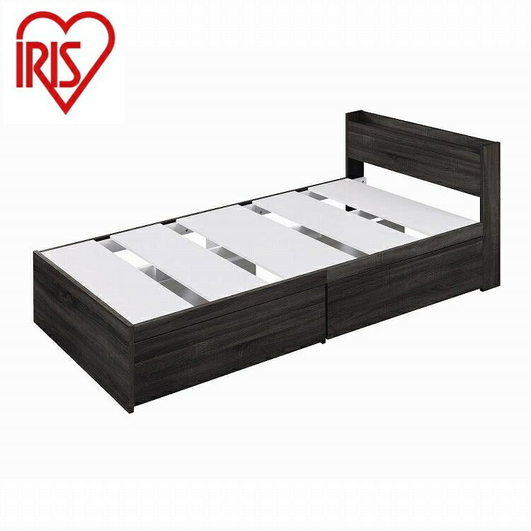 アイリスオーヤマ 大容量収納ベッド宮付き DSBM-S ブラック IRIS OHYAMA(代引不可)