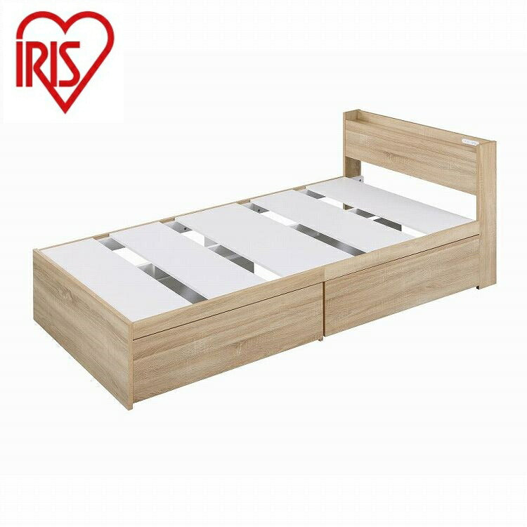 アイリスオーヤマ 大容量収納ベッド宮付き DSBM-S ライトナチュラル IRIS OHYAMA(代引不可)