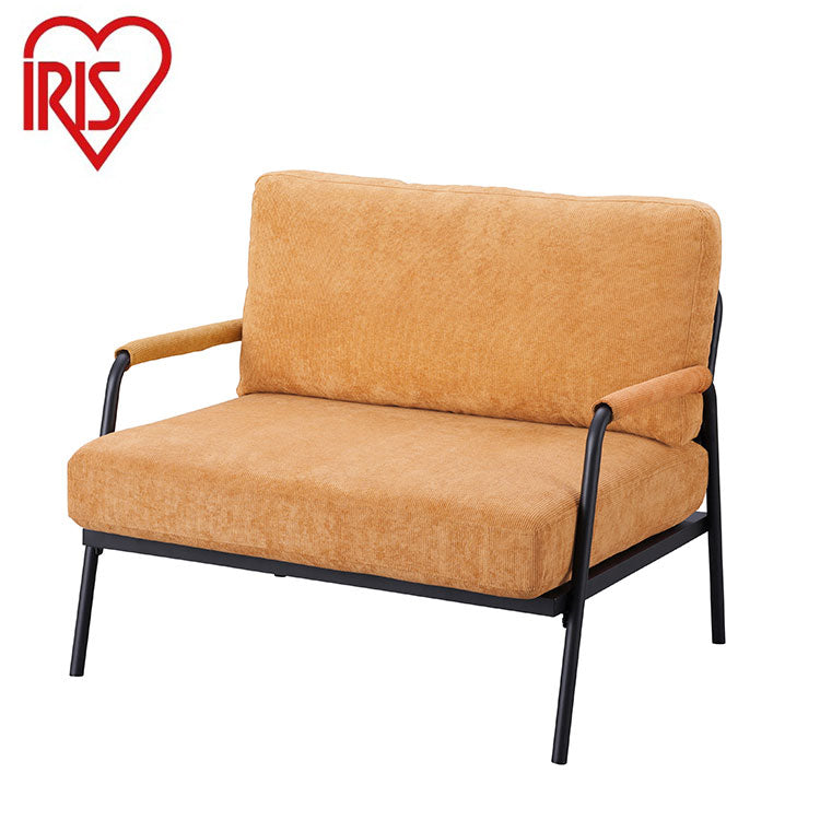 アイリスオーヤマ コーデュロイソファ 1P アイアンフレーム 1人掛けコーデュロイソファ 肘付き 肘あり ポケットコイル インダストリアル ソファー 北欧 ライトブラウン SFCS-90 IRIS OYAMA(代引不可)
