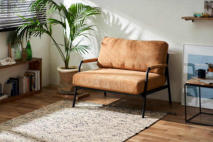 アイリスオーヤマ コーデュロイソファ 1P アイアンフレーム 1人掛けコーデュロイソファ 肘付き 肘あり ポケットコイル インダストリアル ソファー 北欧 ライトブラウン SFCS-90 IRIS OYAMA(代引不可)