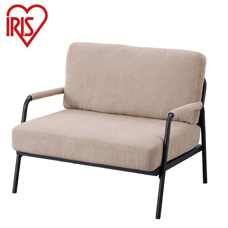 アイリスオーヤマ コーデュロイソファ 1P アイアンフレーム 1人掛けコーデュロイソファ 肘付き 肘あり ポケットコイル インダストリアル ソファー 北欧 グレージュ SFCS-90 IRIS OYAMA(代引不可)