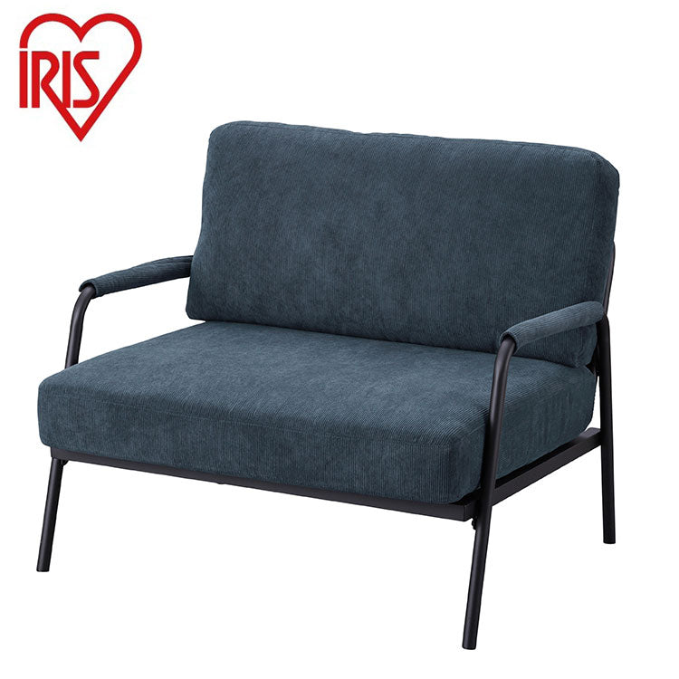 アイリスオーヤマ コーデュロイソファ 1P アイアンフレーム 1人掛けコーデュロイソファ 肘付き 肘あり ポケットコイル インダストリアル ソファー 北欧 ネイビー SFCS-90 IRIS OYAMA(代引不可)
