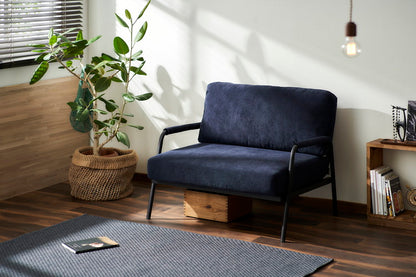 アイリスオーヤマ コーデュロイソファ 1P アイアンフレーム 1人掛けコーデュロイソファ 肘付き 肘あり ポケットコイル インダストリアル ソファー 北欧 ネイビー SFCS-90 IRIS OYAMA(代引不可)