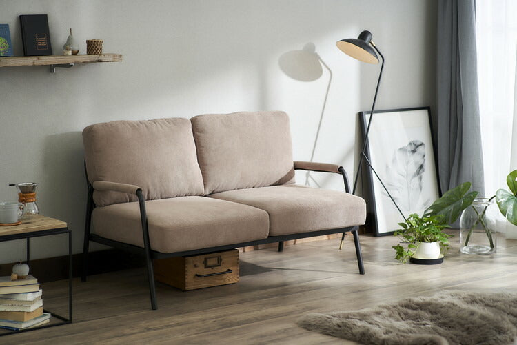 アイリスオーヤマ コーデュロイソファ 2P アイアンフレーム 2人掛けコーデュロイソファ 肘付き 肘あり ポケットコイル インダストリアル ソファー 北欧 グレージュ SFCS-120 IRIS OYAMA(代引不可)