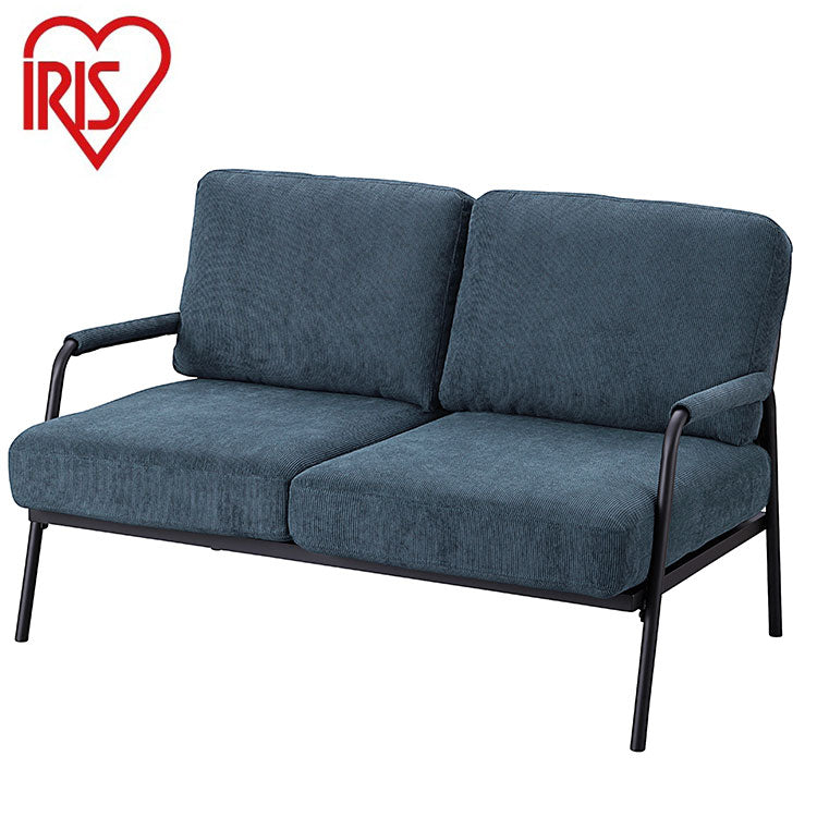 アイリスオーヤマ コーデュロイソファ 2P アイアンフレーム 2人掛けコーデュロイソファ 肘付き 肘あり ポケットコイル インダストリアル ソファー 北欧 ネイビー SFCS-120 IRIS OYAMA(代引不可)