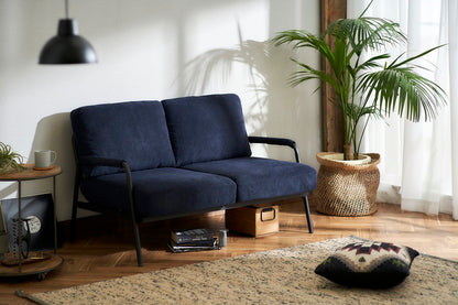 アイリスオーヤマ コーデュロイソファ 2P アイアンフレーム 2人掛けコーデュロイソファ 肘付き 肘あり ポケットコイル インダストリアル ソファー 北欧 ネイビー SFCS-120 IRIS OYAMA(代引不可)